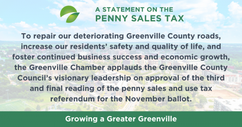 Greenville Chamber Statement on the Greenville County Penny Sales & Use Tax Referendum