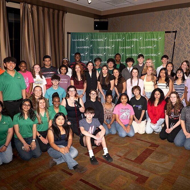 LaunchGVL interns posing together for a celebration group photo